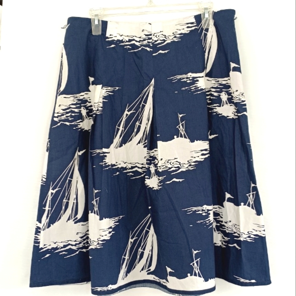 TALBOTS sailing skirt pleased cotton cotton boats sz. 10 Excellent